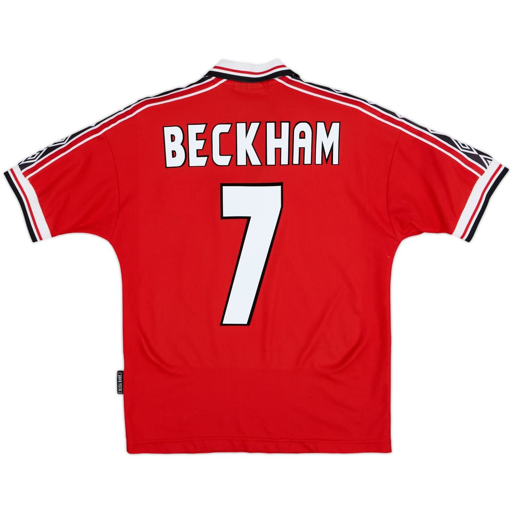 1998-00 Manchester United Home Shirt Beckham #7 - 8/10 - (Y)