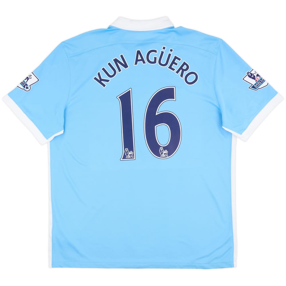 2015-16 Manchester City Home Shirt Kun Aguero #10 - 8/10 - (XL)