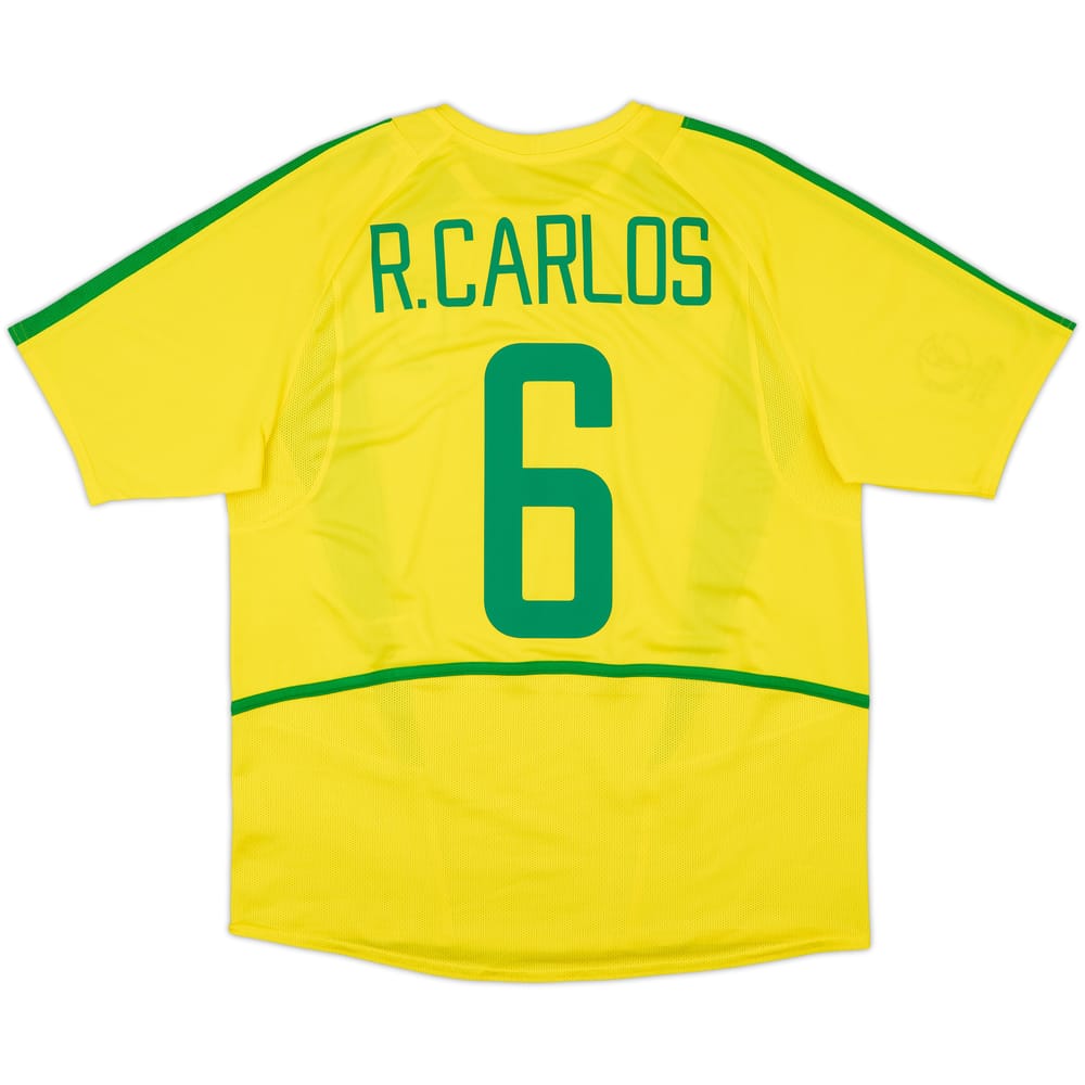 2002-04 Brazil Home Shirt R.Carlos #6 - 7/10 - (L)