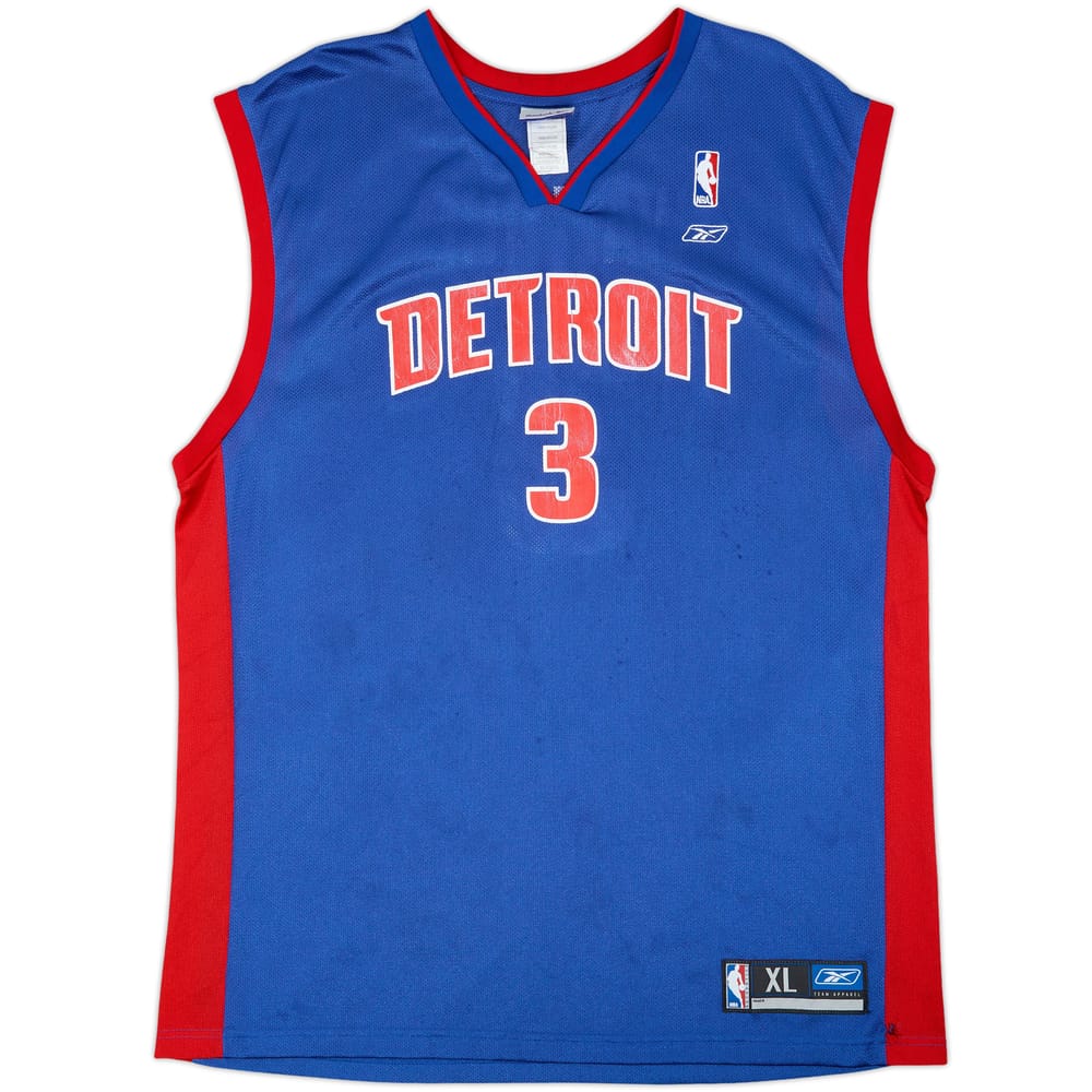 2002-06 Detroit Pistons Wallace #3 Reebok Away Jersey - 6/10 - (XL)