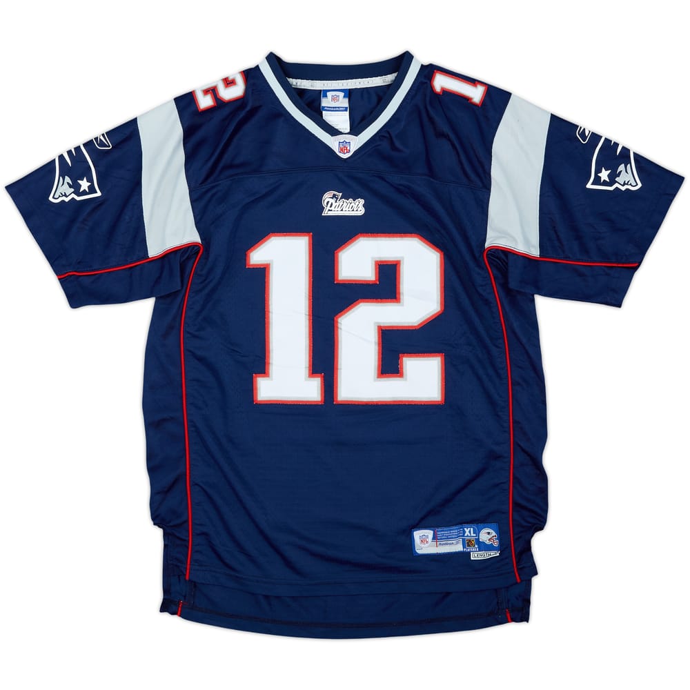 2005-06 New England Patriots Brady #12 Reebok Premier Home Jersey - 8/10 - (15-16 Years)