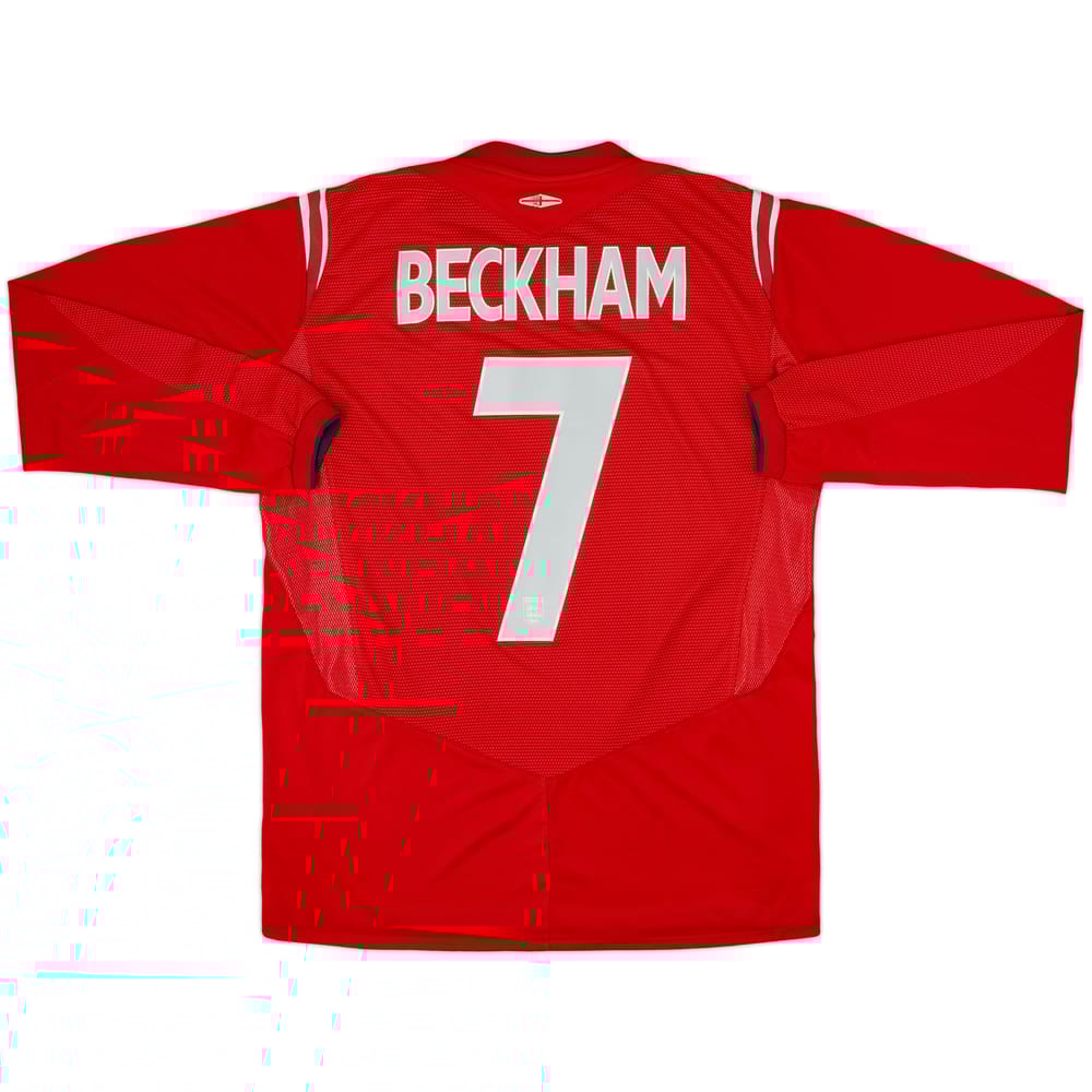 2004-06 England Away L/S Shirt Beckham #7 - 7/10 - (M)