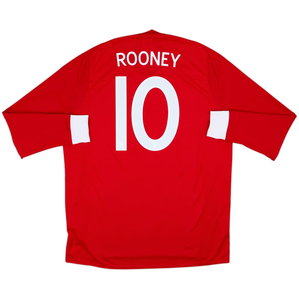 Camiseta de visitante de manga larga de Inglaterra 2010-11 Rooney #10 - 9/10 - (XL)