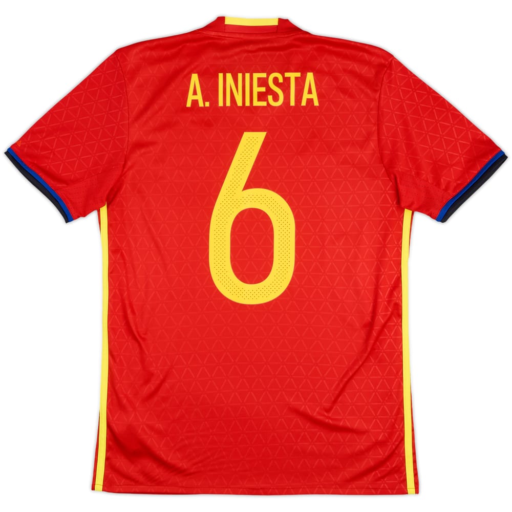 2016-17 Spain Home Shirt A. Iniesta #6 - 9/10 - (S)