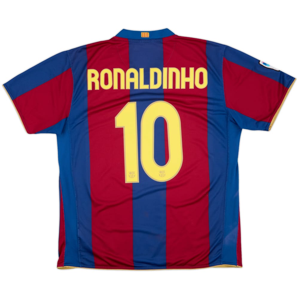 2007-08 Barcelona Home Shirt Ronaldinho #10 - 8/10 - (XL)
