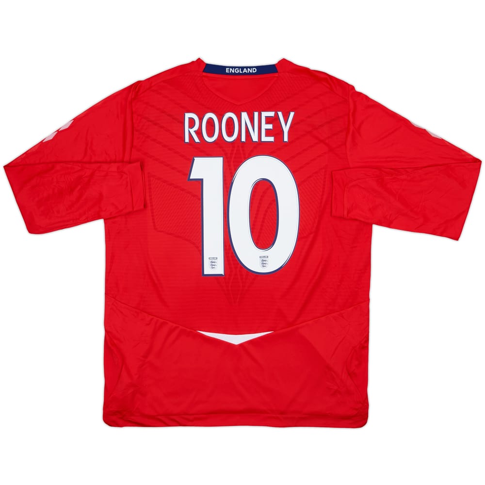 2008-10 England Away L/S Shirt Rooney #10 - 9/10 - (XL)