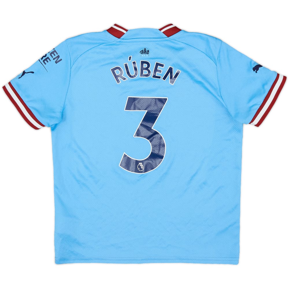 2022-23 Manchester City Home Shirt Ruben #3 - 9/10 - (S.Boys)