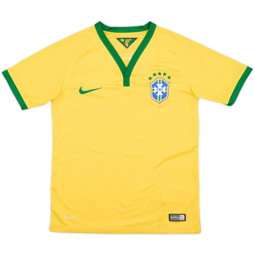 2014-15 Brazil Home Shirt - 8/10 - (M.Boys)