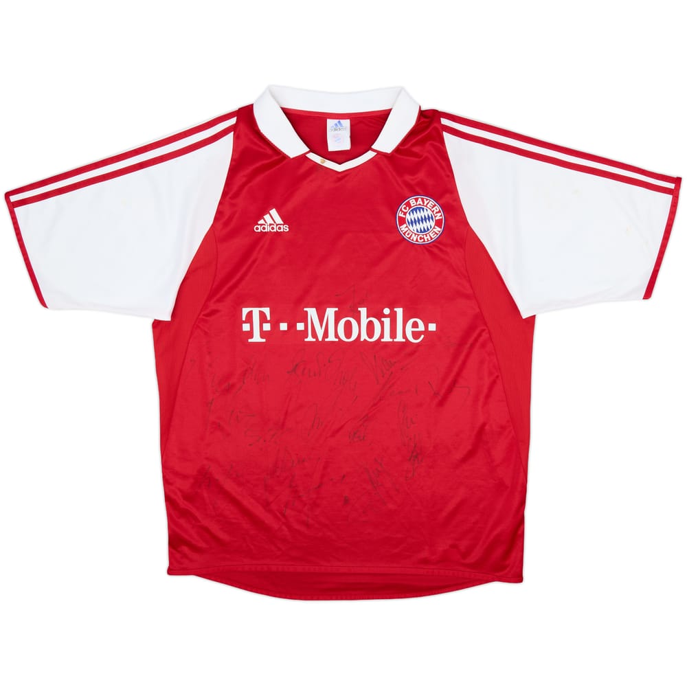 2003-04 Bayern Munich Squad Signed Home Shirt - 5/10 - (M)