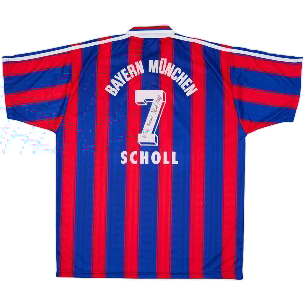 1995-97 Bayern Munich Signed Home Shirt Scholl #7 - 8/10 - (L)