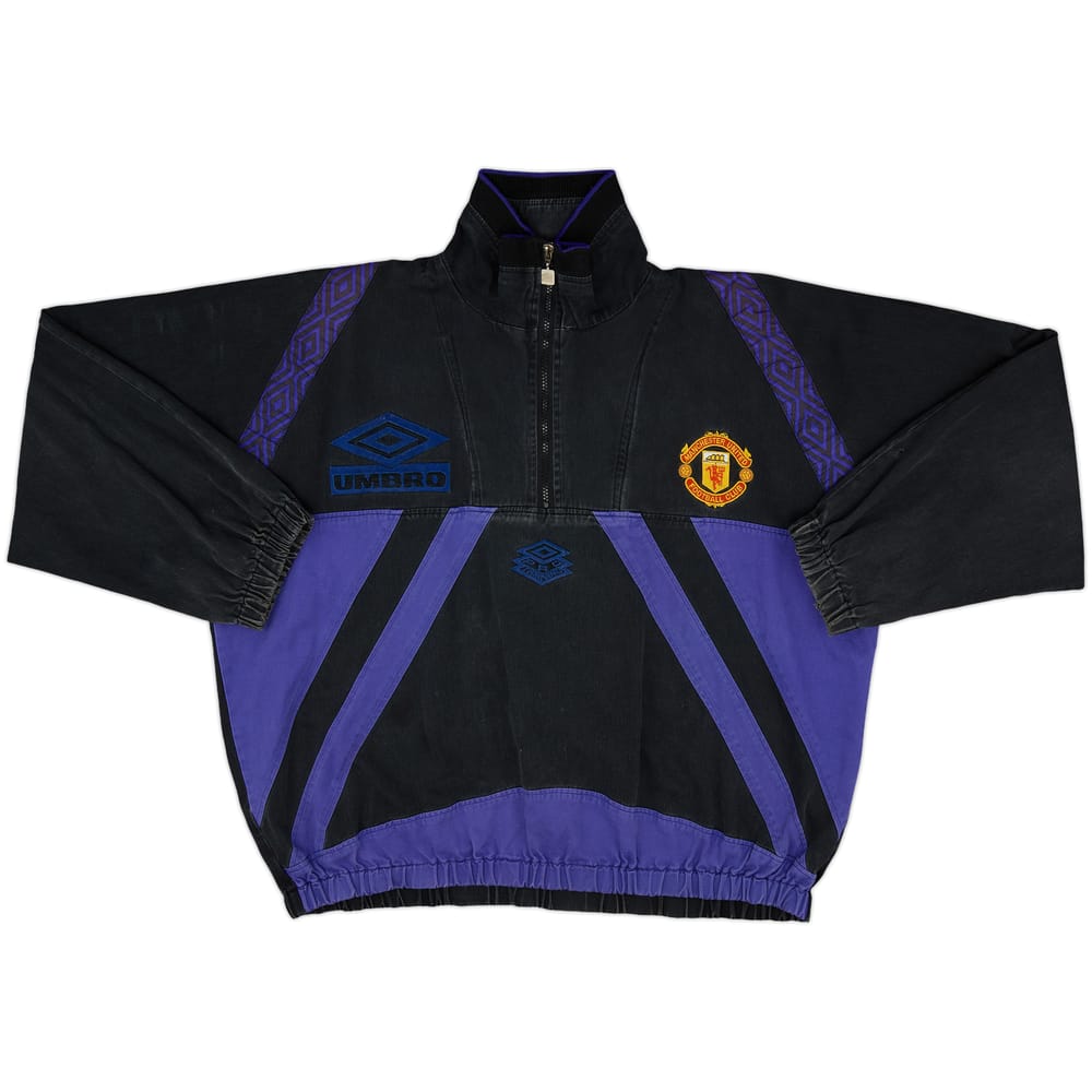 1996-97 Manchester United Umbro 1/4 Zip Drill Top - 8/10 - (XL)