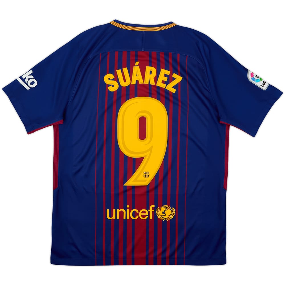2017-18 Barcelona Home Shirt Suarez #9 - 8/10 - (M)