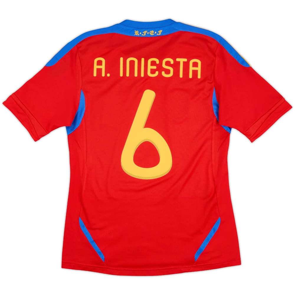 2009-10 Spain Home Shirt A.Iniesta #6 - 7/10 - (S)