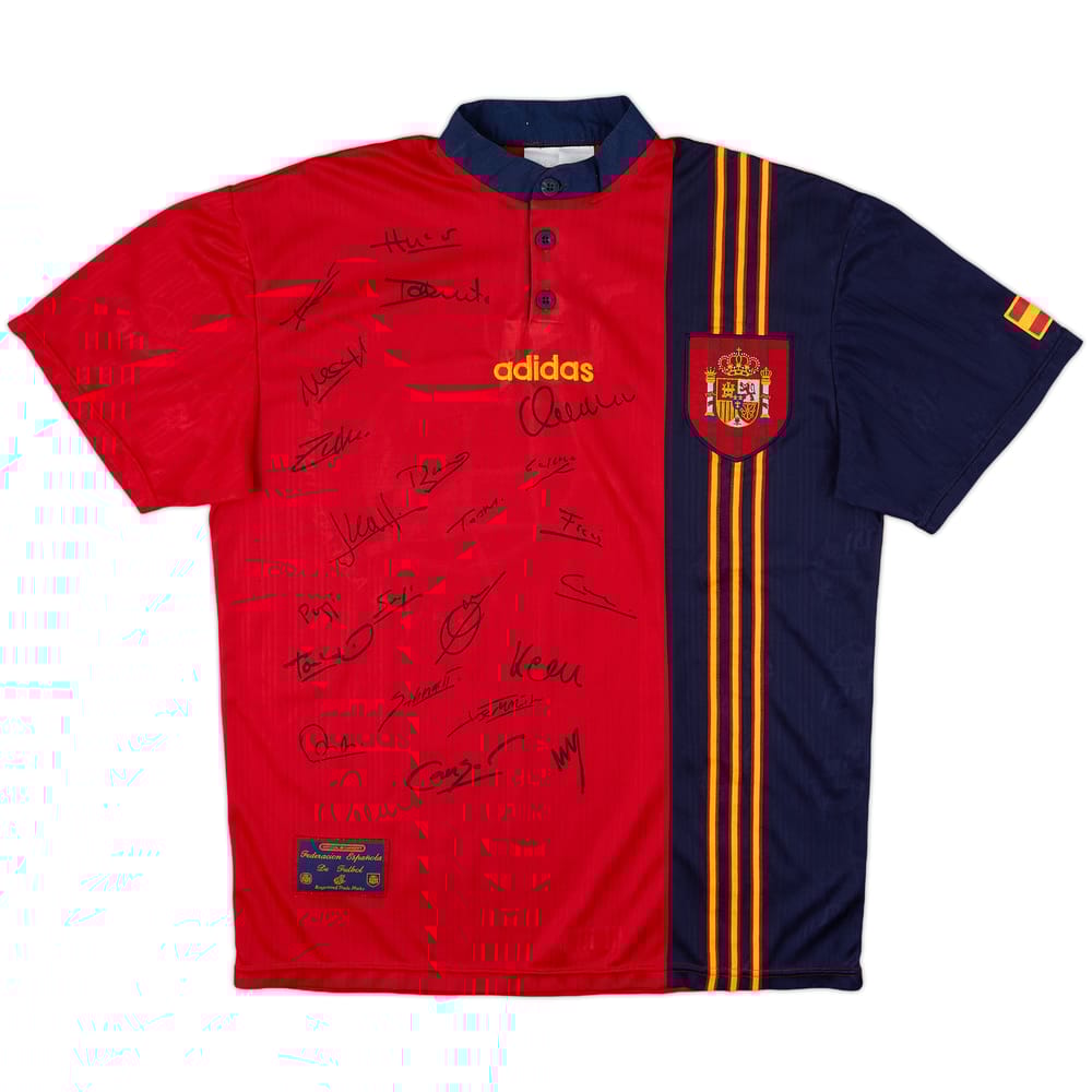 1996-98 Spain Squad Signed Home Shirt - 8/10 - (L)