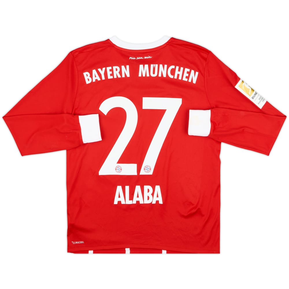 2017-18 Bayern Munich Home L/S Shirt Alaba #27 - 8/10 - (L.Boys)