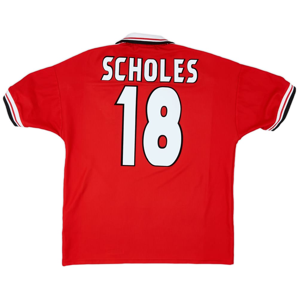 1998-00 Manchester United Home Shirt Scholes #18 - 6/10 - (L)
