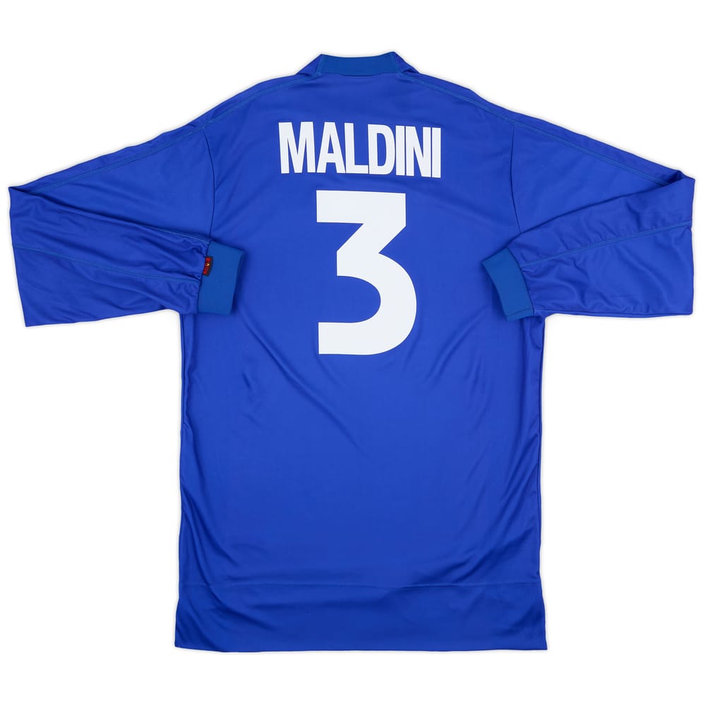 1998-99 Italy Home L/S Shirt Maldini #3 - 8/10 - (XL)