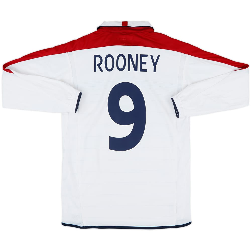 2003-05 England Home L/S Shirt Rooney #9 - 6/10 - (S)