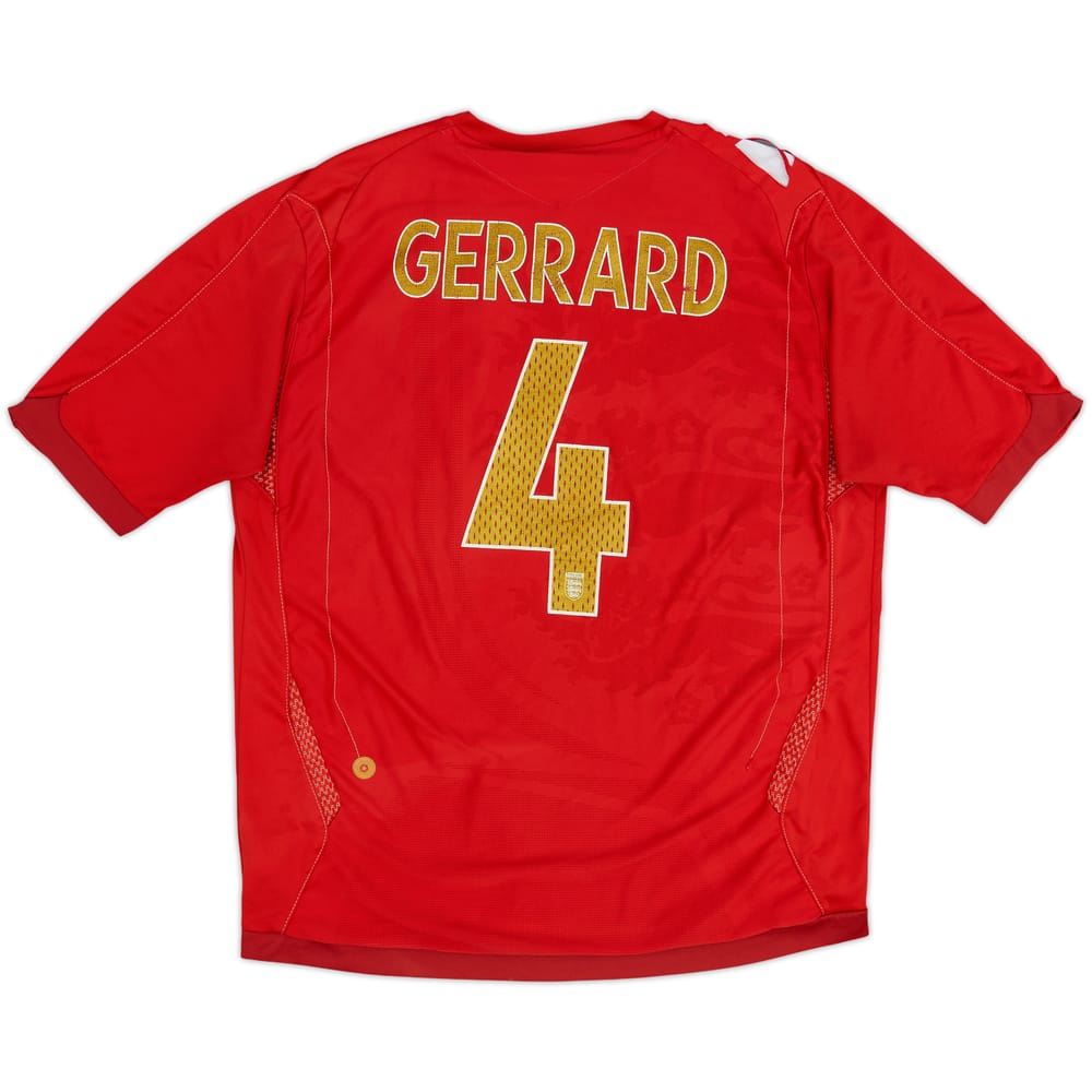 2006-08 Inglaterra Camiseta de visitante Gerrard #4 - 6/10 - (L)