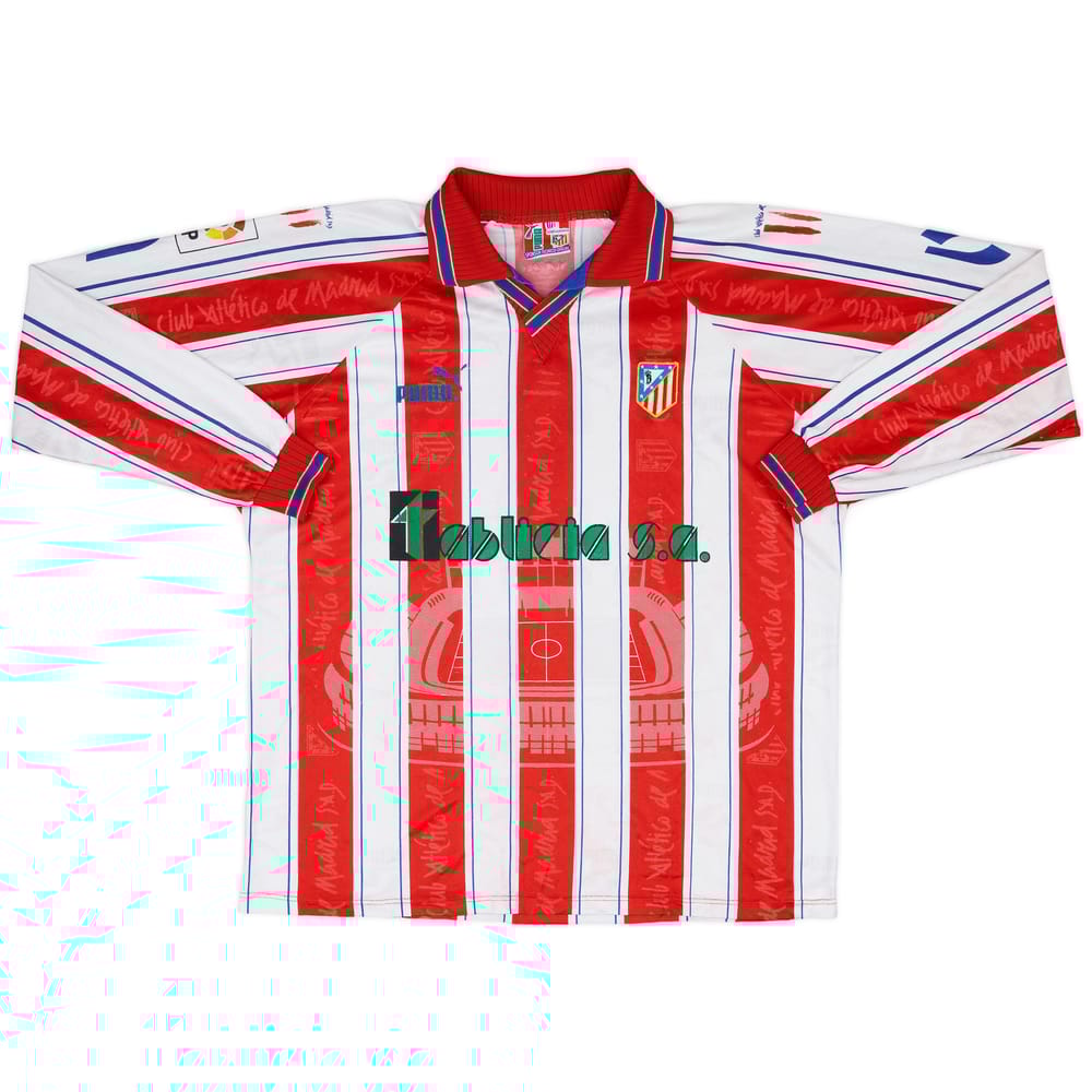 1996-97 Atletico Madrid Match Issue Home L/S Shirt #3