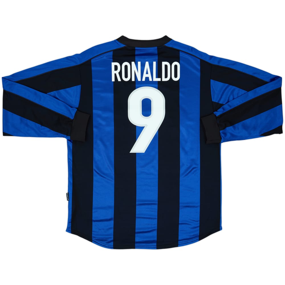 1999-00 Inter Milan Home L/S Shirt Ronaldo #9 - 9/10 - (L)