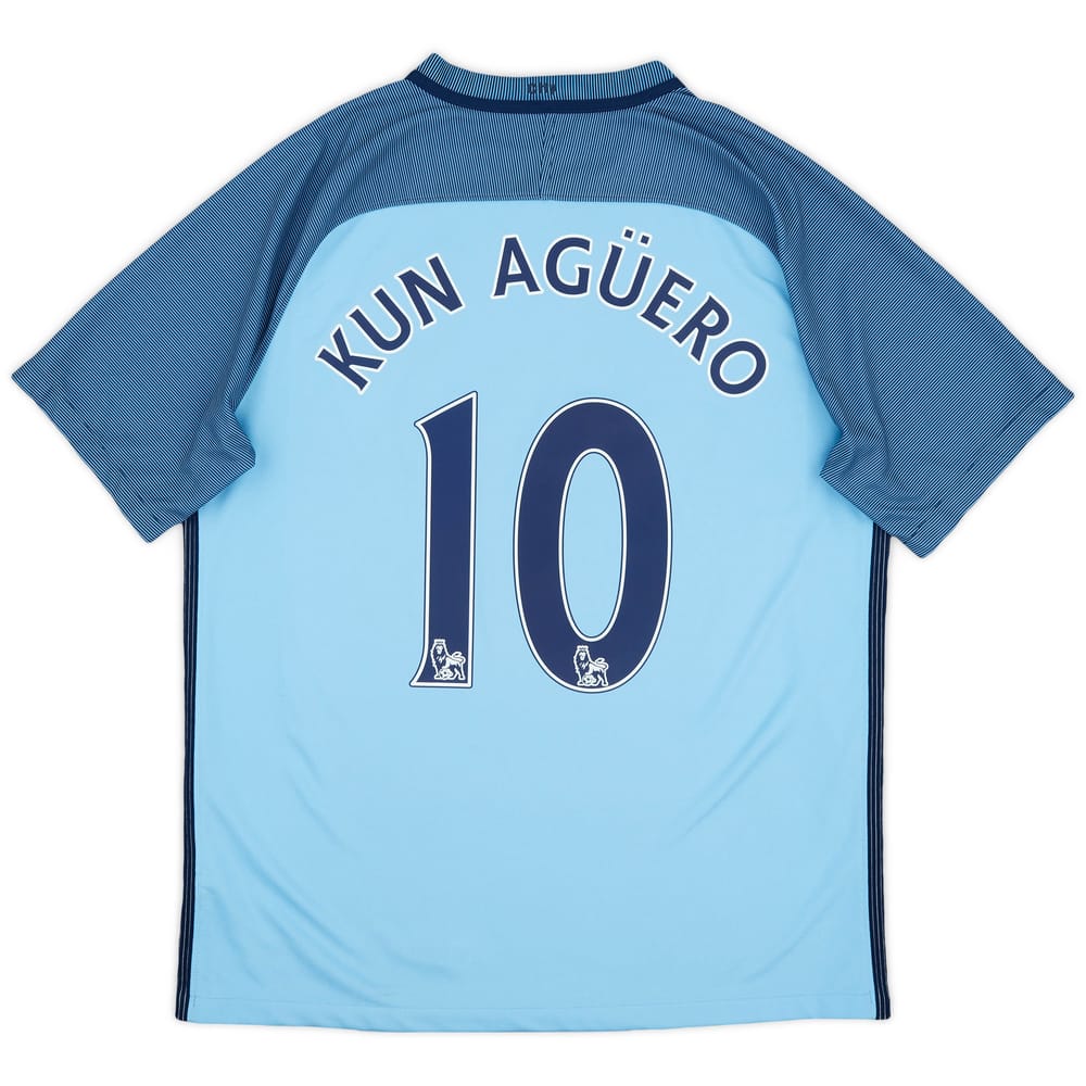 2016-17 Manchester City Home Shirt Kun Aguero #10 - 7/10 - (L)