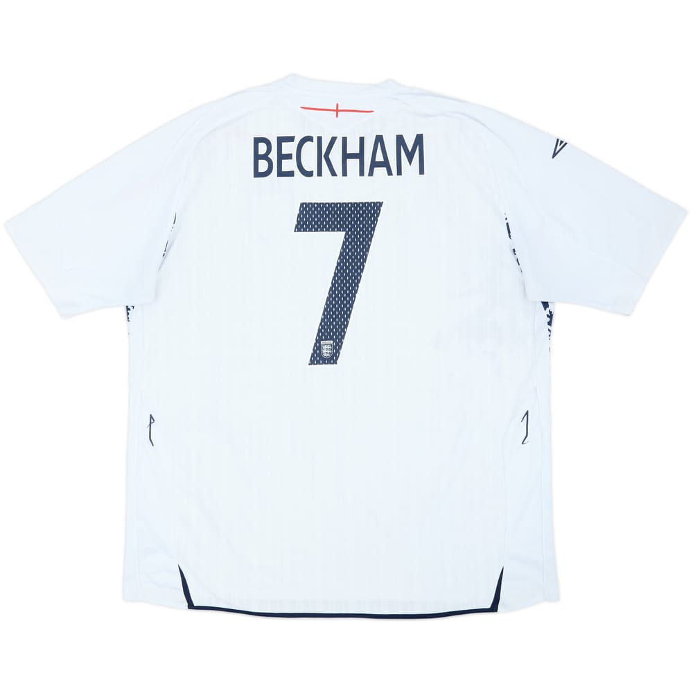 2007-09 England Home L/S Shirt Beckham #7 - 5/10 - (3XL)