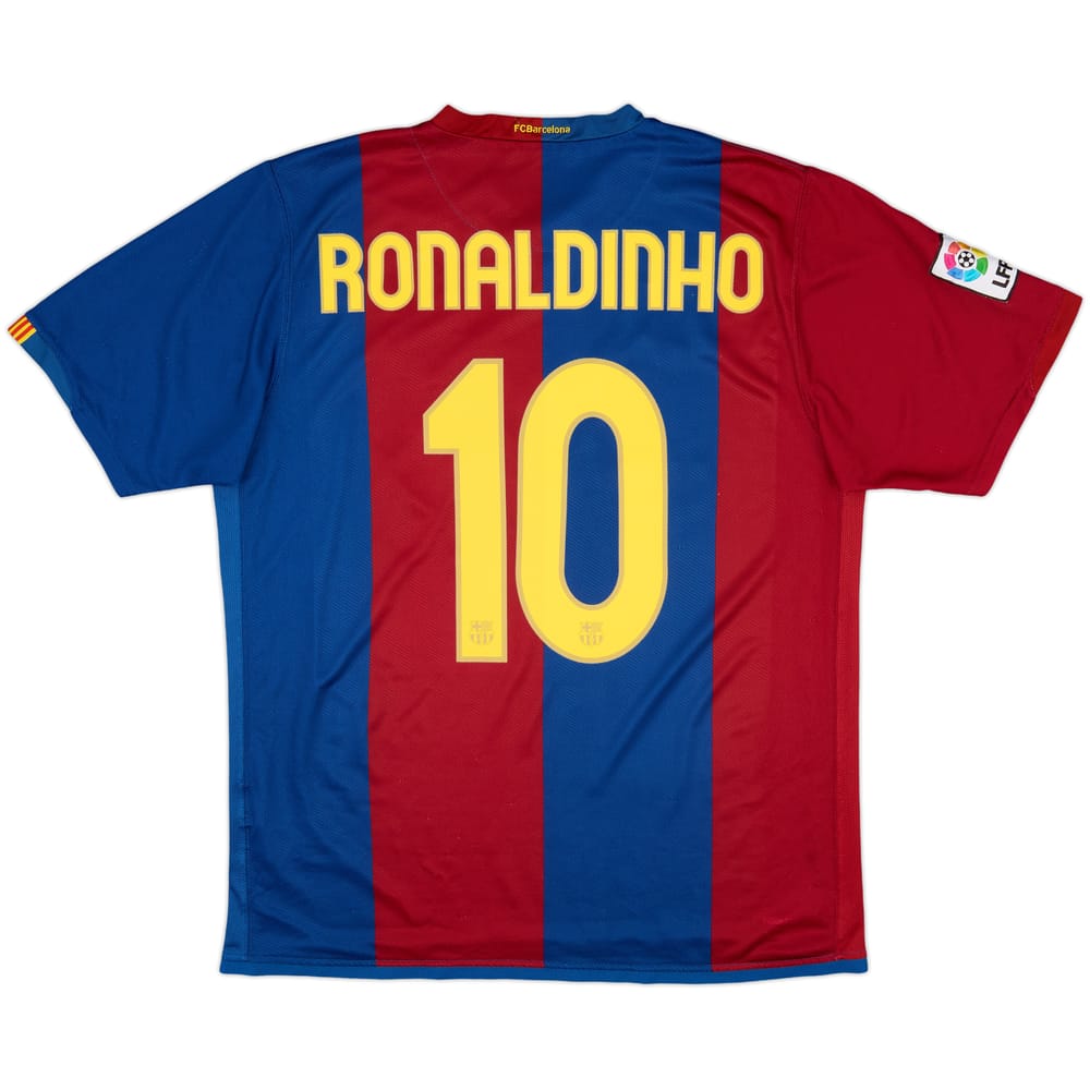2007-08 Barcelona Home Shirt Ronaldinho #10 - 6/10 - (L)