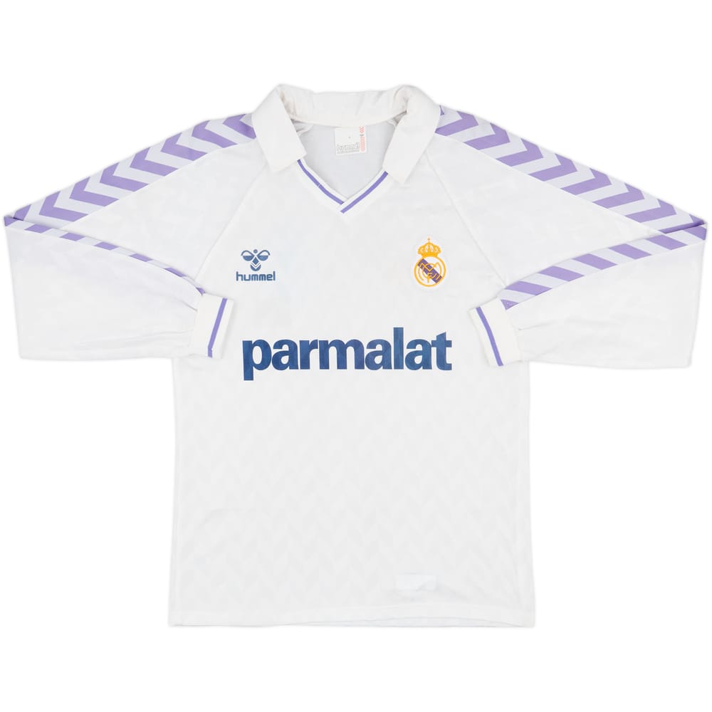 1986-88 Real Madrid Home L/S Shirt - 8/10 - (L)