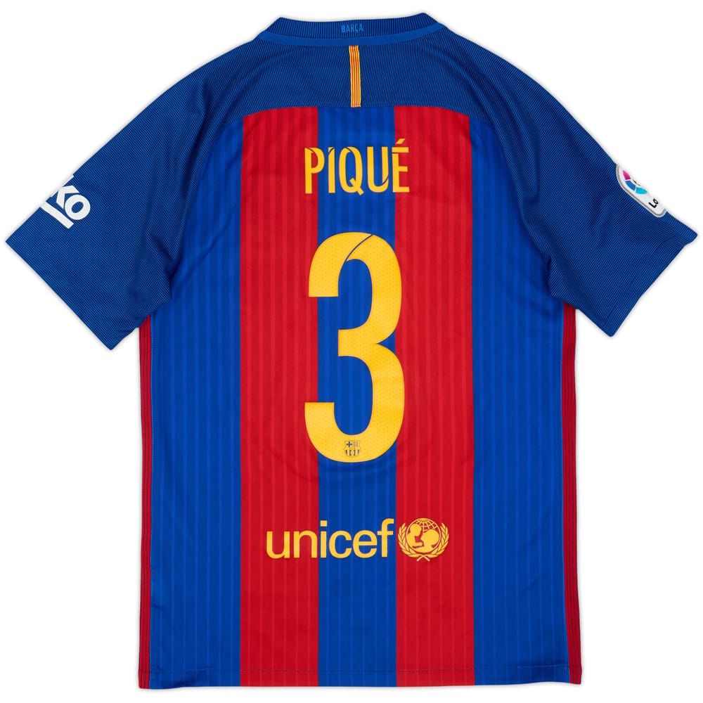 2016-17 Barcelona Home Shirt Pique #3 - 8/10 - (S)