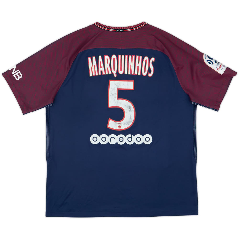 2017-18 Paris Saint-Germain Home Shirt Marquinhos #5 - 5/10 - (XL)