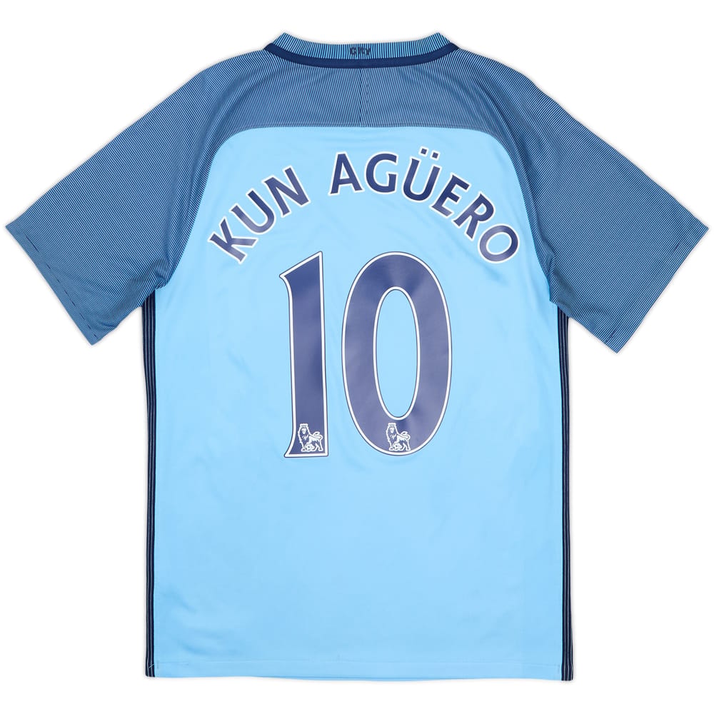 2016-17 Manchester City Home Shirt Kun Aguero #10 - 8/10 - (S)