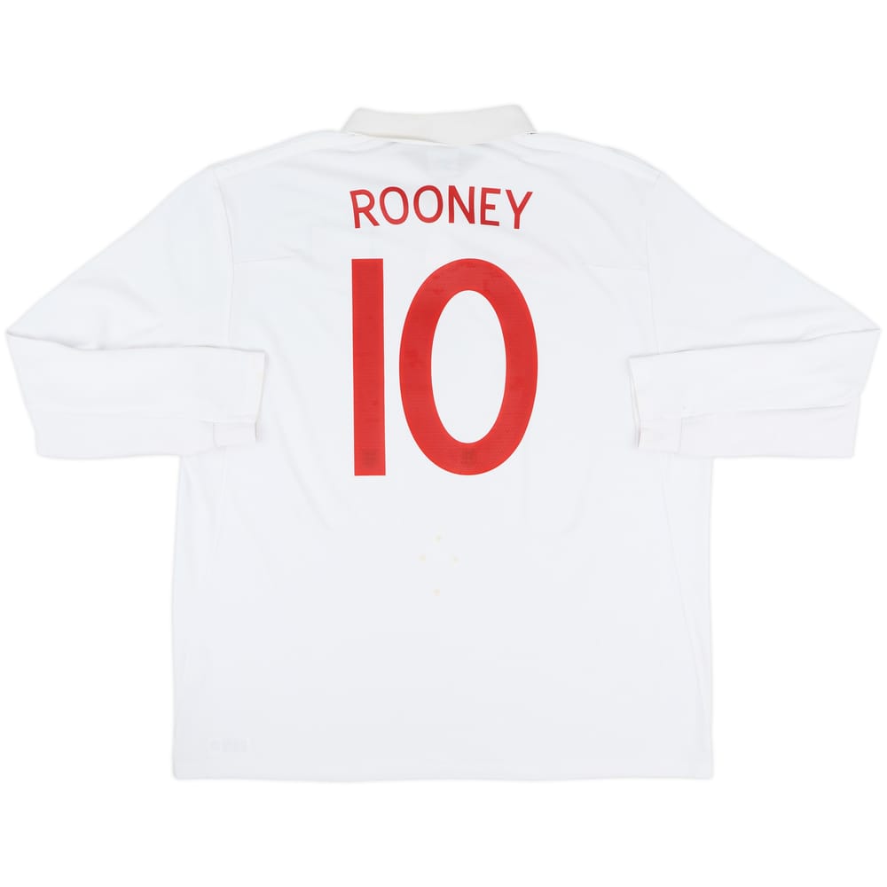2009-10 England Home L/S Shirt Rooney #10 - 8/10 - (XXL)