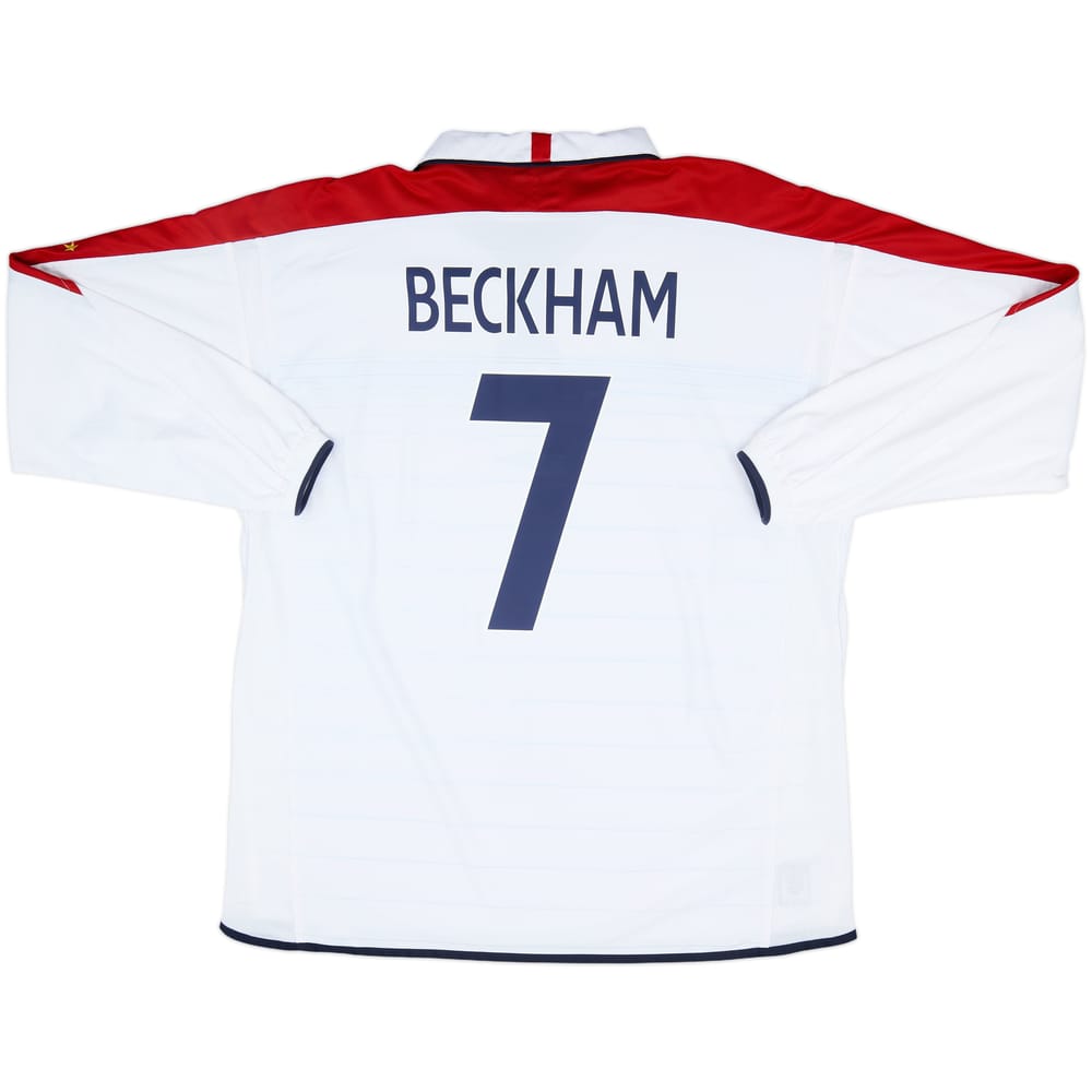2003-05 England Home L/S Shirt Beckham #7 - 7/10 - (XXL)