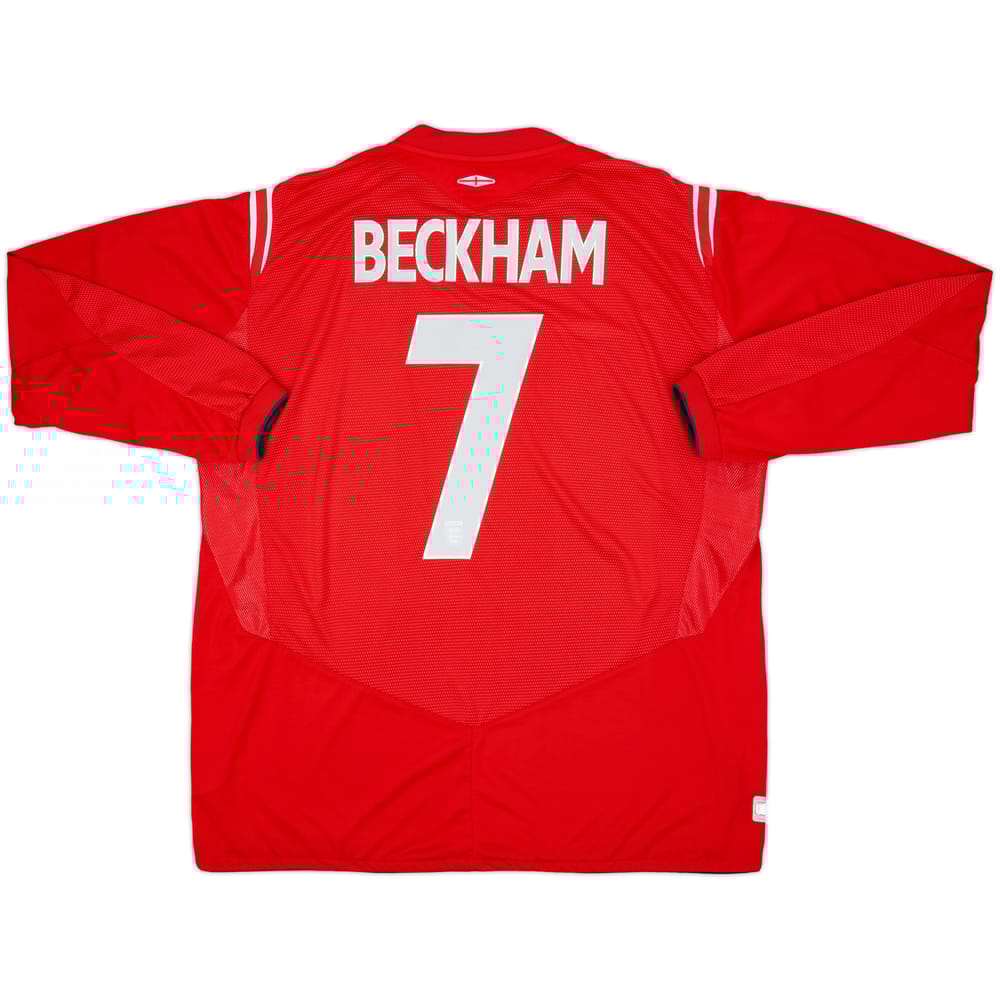 2004-06 England Away L/S Shirt Beckham #7 - 6/10 - (XXL)