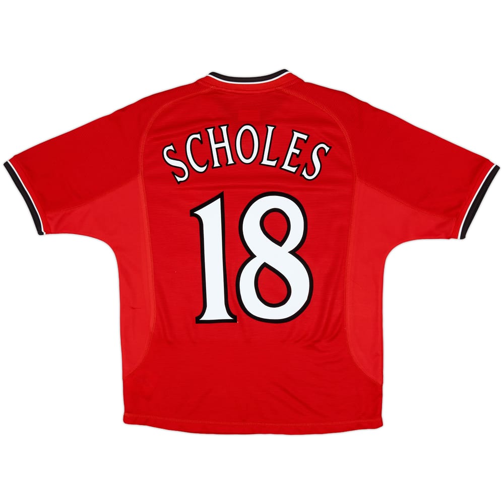 2000-02 Manchester United Home Shirt Scholes #18 - 9/10 - (Y)