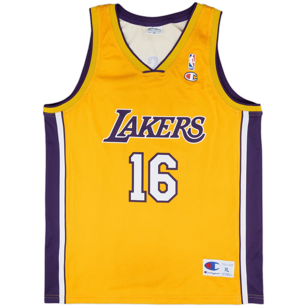 2008-10 LA Lakers Gasol #16 Champion Home Jersey - 8/10 - (XL)