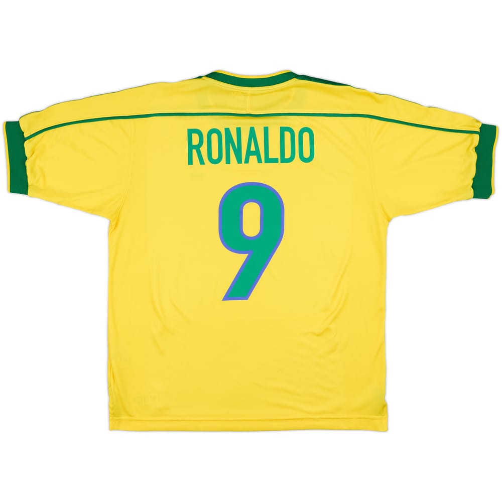 1998-00 Brazil Home Shirt Ronaldo #9 - 8/10 - (M)
