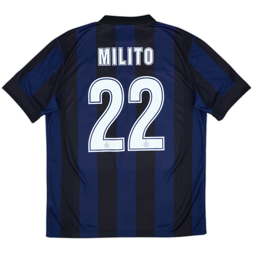 2013-14 Inter Milan Home Shirt Milito #22 - 9/10 - (L)