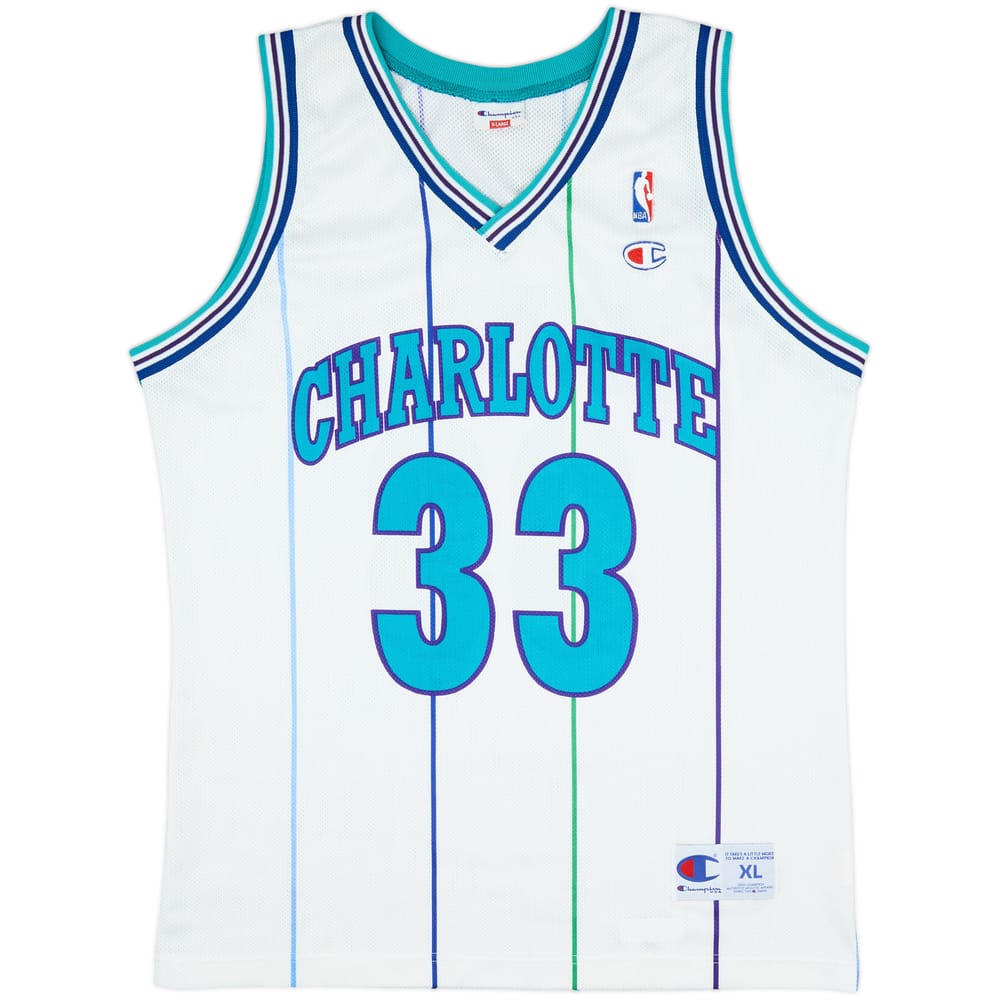 1992-95 Charlotte Hornets Mourning #33 Champion Home Jersey - 9/10 - (XL)