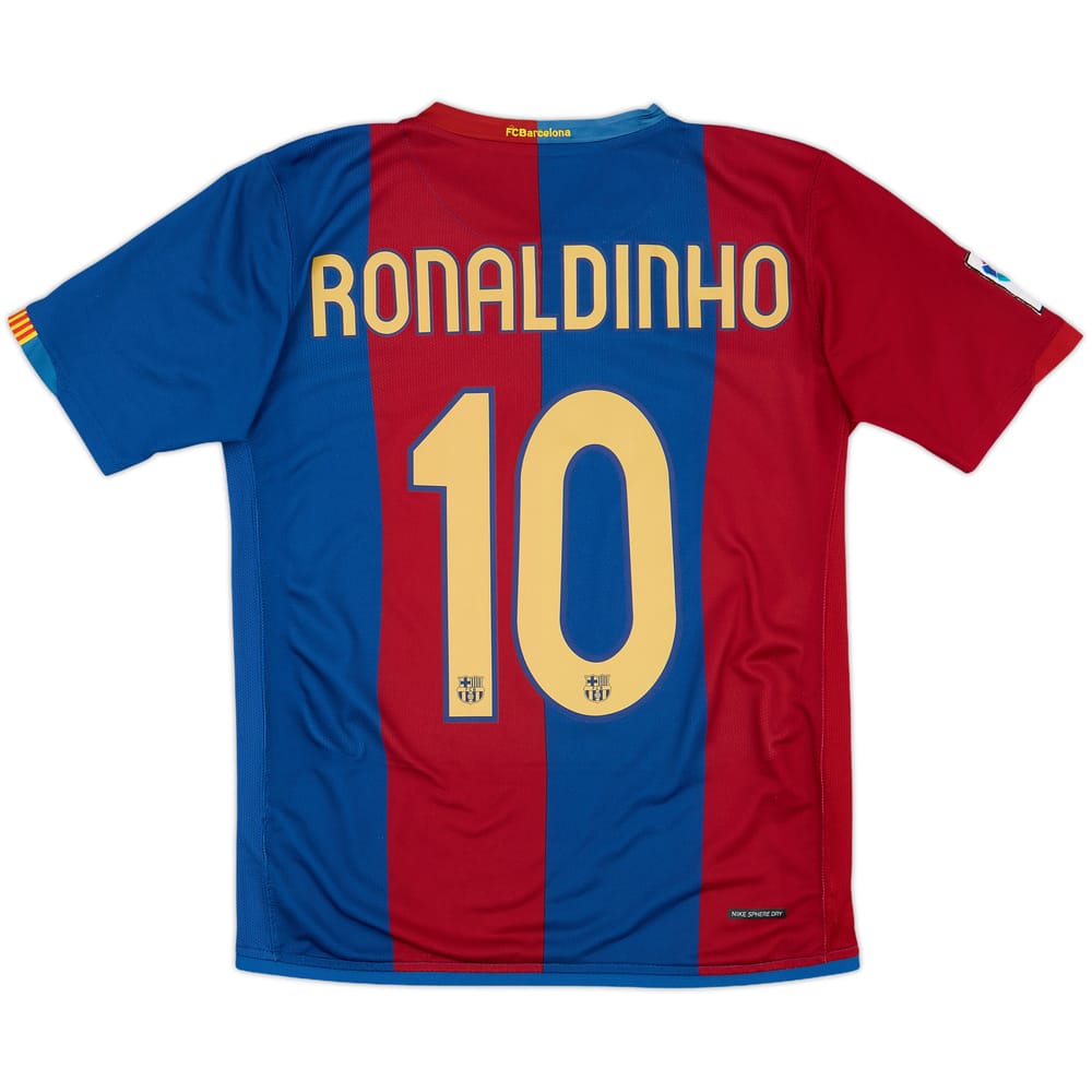 2006-07 Barcelona Home Shirt Ronaldinho #10 - 8/10 - (XL.Boys)