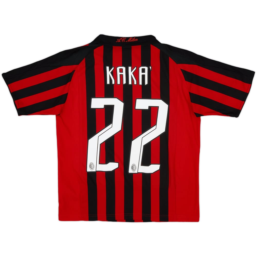 2007-08 AC Milan Home Shirt Kaka #22 - 6/10 - (L.Boys)