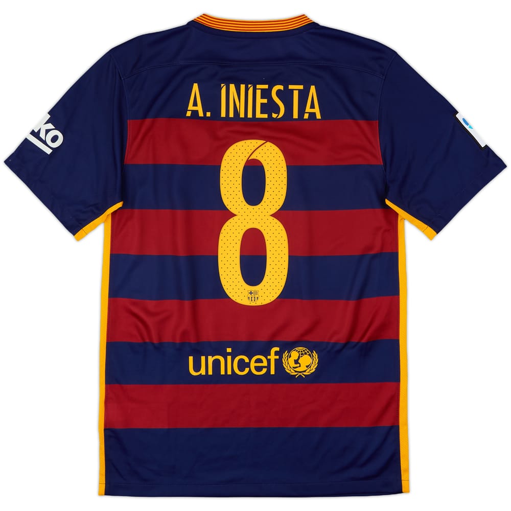 2015-16 Barcelona Home Shirt A.Iniesta #8 - 8/10 - (S)