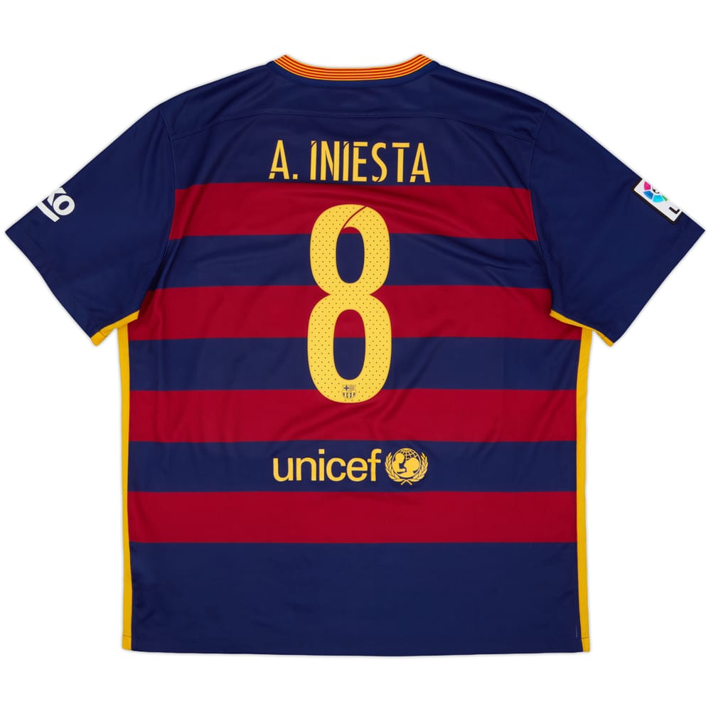 2015-16 Barcelona Home Shirt A.Iniesta #8 - 5/10 - (XL)