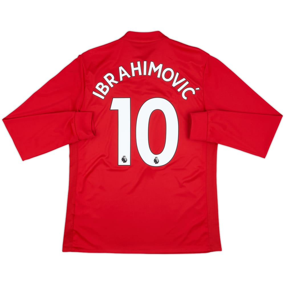 2017-18 Manchester United Home L/S Shirt Ibrahimovic #10 - 8/10 - (M)