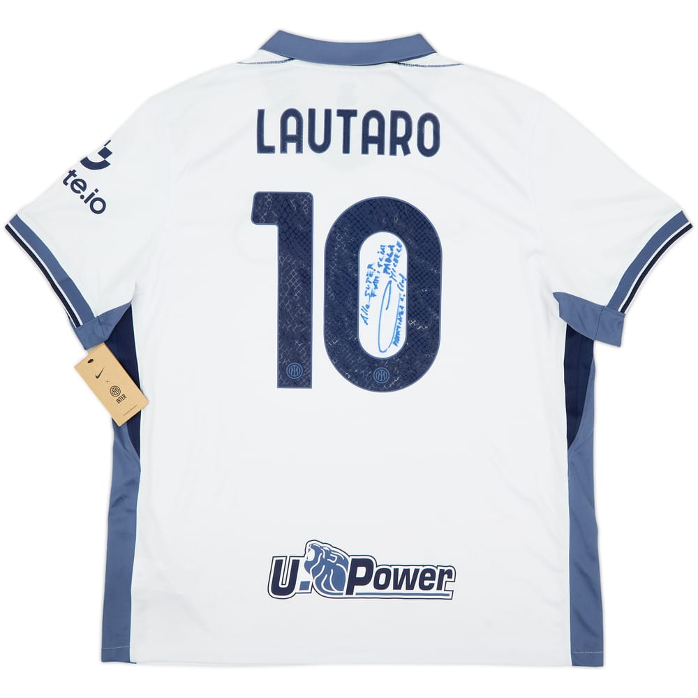 Camiseta de visitante del Inter Milan 2024-25 autografiada Lautaro #10 (XXL)