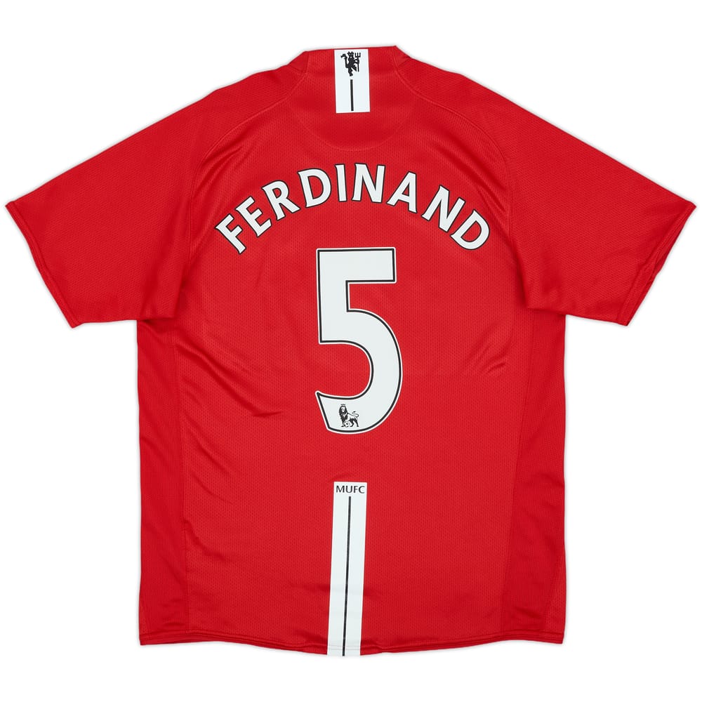 2007-09 Manchester United Home Shirt Ferdinand #5 - 8/10 - (M)