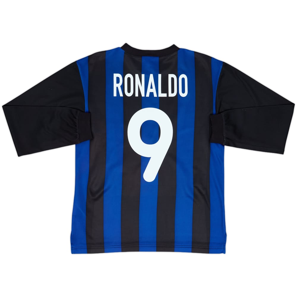 2000-01 Inter Milan Basic Home L/S Shirt Ronaldo #9 - 6/10 - (XL.Boys)