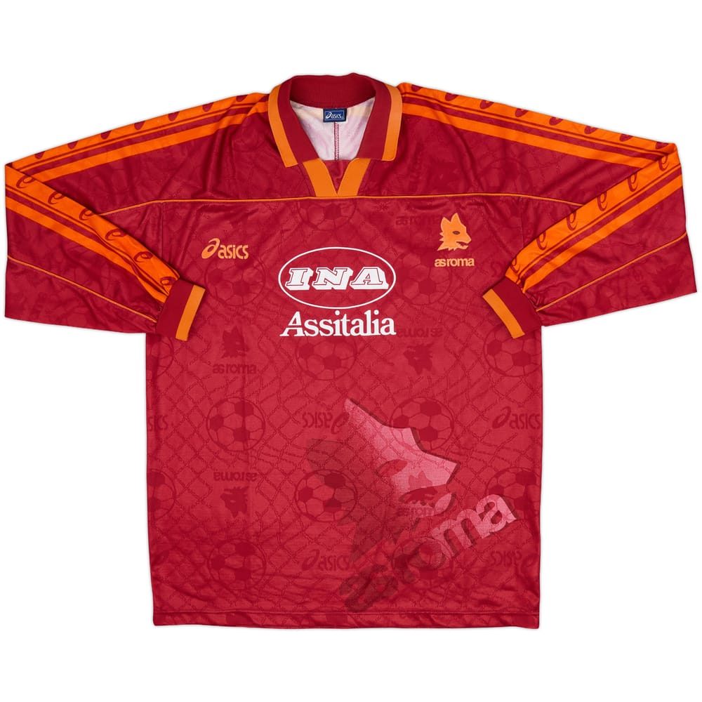 1995-96 Roma Home L/S Shirt - 8/10 - (L)