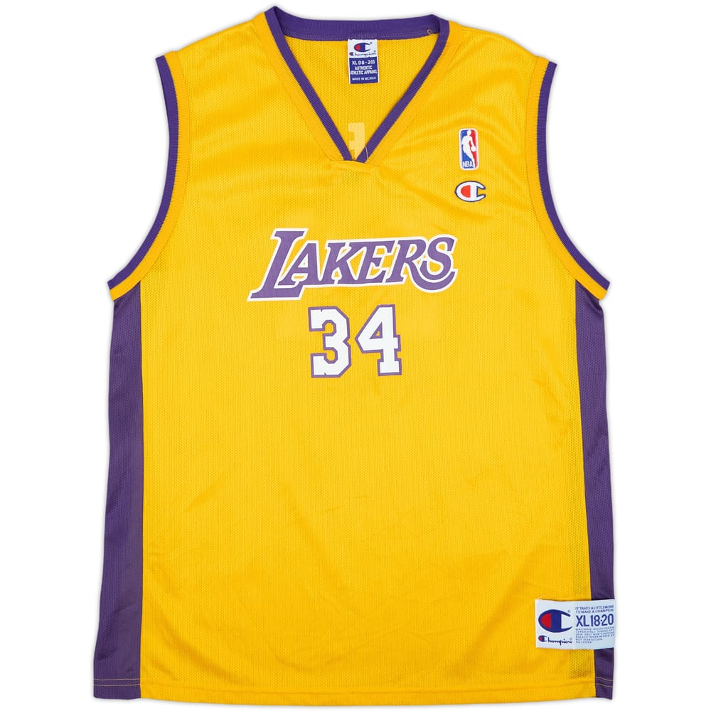 1999-02 LA Lakers O'Neal #34 Champion Home Jersey - 9/10 - (XL.Boys)
